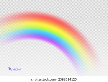 Multi colored rainbow stripes on transparent, Translucent rainbow arcing from afar Vector format