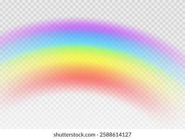 Multi colored rainbow stripes on transparent, Translucent rainbow arcing from afar Vector format