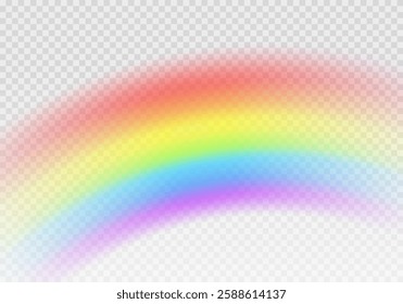 Multi colored rainbow stripes on transparent, Translucent rainbow arcing from afar Vector format