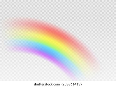 Multi colored rainbow stripes on transparent, Translucent rainbow arcing from afar Vector format