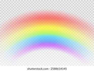 Multi colored rainbow stripes on transparent, Translucent rainbow arcing from afar Vector format