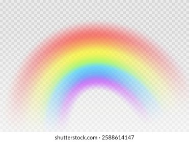 Multi colored rainbow stripes on transparent, Translucent rainbow arcing from afar Vector format