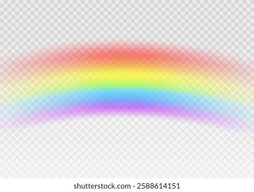 Multi colored rainbow stripes on transparent, Translucent rainbow arcing from afar Vector format