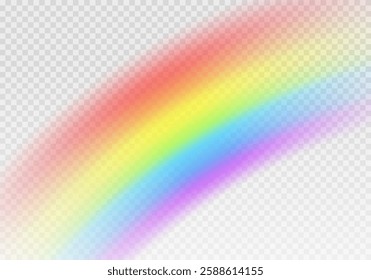 Multi colored rainbow stripes on transparent, Translucent rainbow arcing from afar Vector format