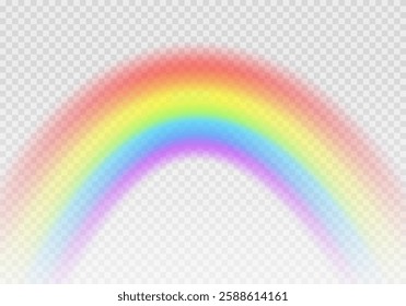 Multi colored rainbow stripes on transparent, Translucent rainbow arcing from afar Vector format