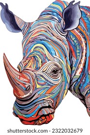 multi colored rhino vector image for shirts