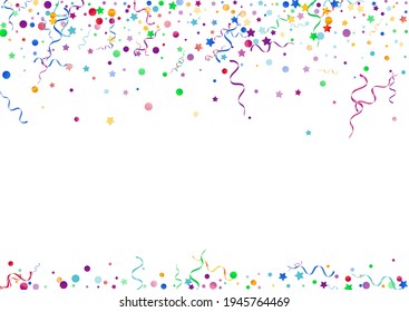 Multi colored Ribbon Abstract Vector White Background. Happy Serpentine Illustration. Streamer Anniversary Branch. Red and Yellow Carnival Design.