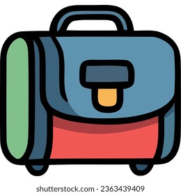 multi colored schoolbag supply icon isolated