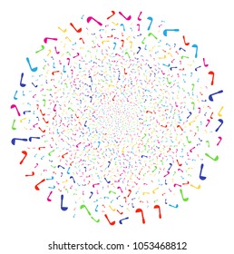 Multi Colored Scoop festival round cluster. Vector globula fireworks combined by random scoop elements. Bright Vector illustration.