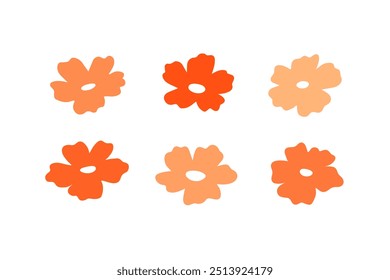 Elemento de flor sem costura multicolorido. Flores estilizadas geométricas em estilo ingênuo groovy. Modelos de design desenhados à mão botânica floral.