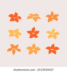 Elemento de flor sem costura multicolorido. Flores estilizadas geométricas em estilo ingênuo groovy. Modelos de design desenhados à mão botânica floral.