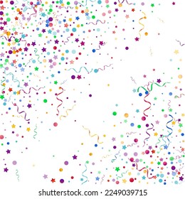 Multi colored Serpentine Carnival Vector White Background. Christmas Spiral Branch. Confetti Party Design. Variegated Flying Poster.