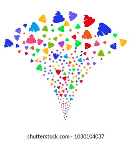 Multi Colored Shit festive fountain. Object fountain done from random shit pictographs as fireworks. Vector illustration style is flat iconic symbols with psychedelic colors.