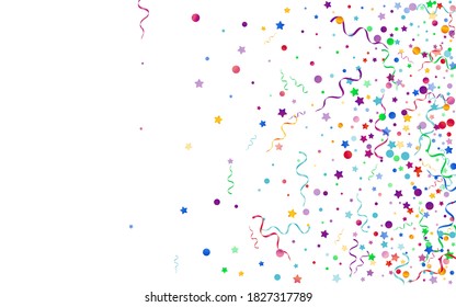 Multi colored Spiral Carnival Vector White Background. Celebrate Serpentine Plant. Particles Swirl Branch. Bright Christmas Poster.