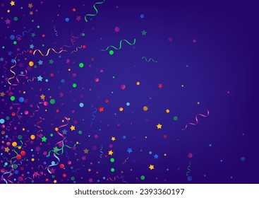 Multi colored Spiral Shiny Vector Blue Background. Decoration Streamer Plant. Serpentine Happy Illustration. Variegated Celebration Branch.