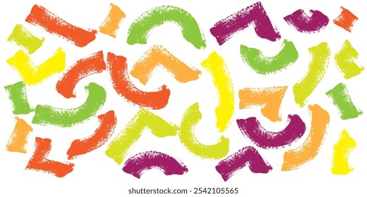 Mehrfarbige Schnörkel mit nahtlosem Kreismuster. Pinsel gezeichnet fett gekrümmte Linien, Wellen und Wirbeln. Abstrakter geometrischer bunter Hintergrund mit organischen fetten Linien. Kinderkritzeln und -kritzeln
