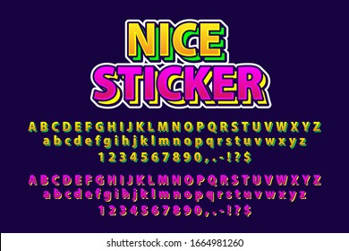 Multi colored sticker alphabet text effect