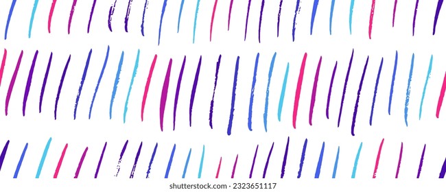 Multi colored thin small vertical lines seamless pattern. Vertical dashes texture, thin vector brush strokes in a row ornament. Seamless pattern with linear motif. Rainfall motif retro background.