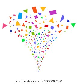 Multi Colored Triangles And Rectangles explosion fountain. Object fountain created from random triangles and rectangles design elements as fireworks.