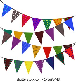 Multi Colored Triangular Flags . Vector