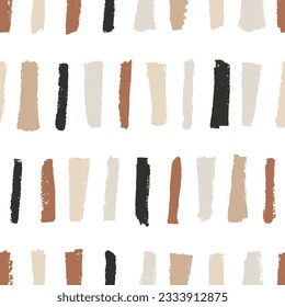 Multi colored vertical bold brush strokes seamless pattern. Abstract geometric decorative background in neutral pastel colors. Freehand rough texture, vertical vector thick stripes in a row.