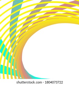 Multi colored wavy lines intertwining on a white background