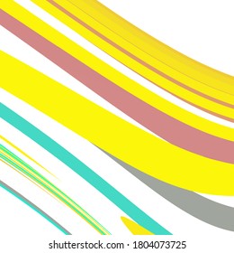 Multi colored wavy lines intertwining on a white background