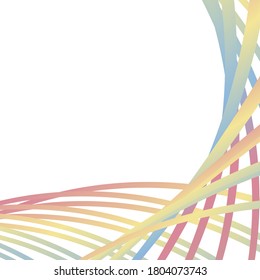 Multi colored wavy lines intertwining on a white background