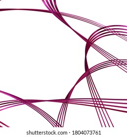 Multi colored wavy lines intertwining on a white background