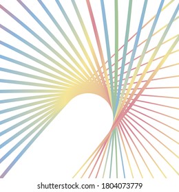 Multi colored wavy lines intertwining on a white background