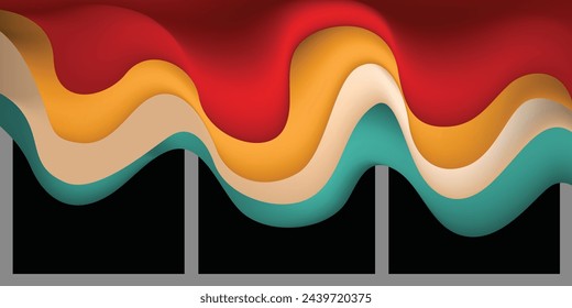 Multi colored wavy lines vector in dark background for background design.