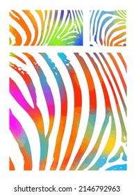 Multi colored Zebra print background. Vector illustration.
