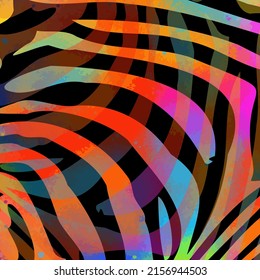 Multi colored Zebra print background. Vector illustration.