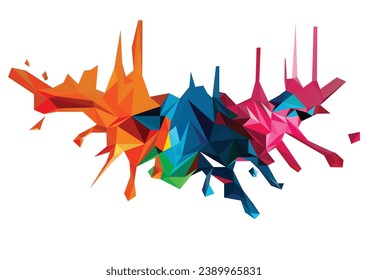 multi colorful splash isolated with white background, low poly diamond shape design concept. vector