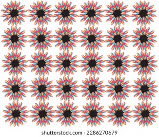 Multi colors 3d abstract repeated flowers pattern is a captivating design great for decoration ,textile and fabric design ,book cover ,card ,poster and different print and web purposes