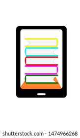 multi colors book on tabple screen isolate white background