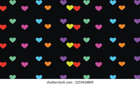 multi colors heart seamless pattern background, neon color rainbow vector background