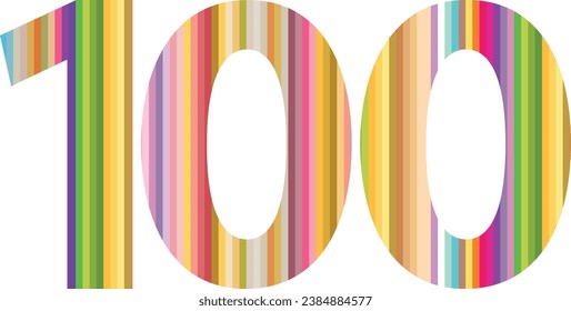 multi colors line number one hundred, number one hundred vector illustration, isolated on white background.