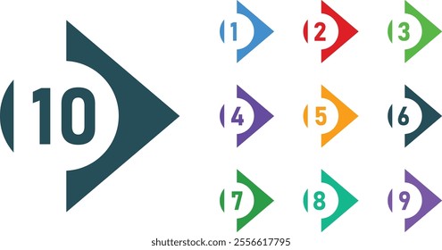 Multi colour bullet number Set design. Creative bullet number.