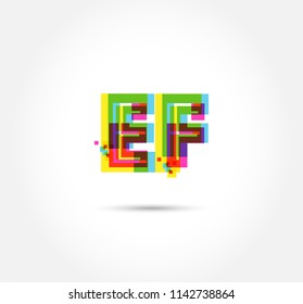 Multi colour letters E F Joint logo, icon vector template.
