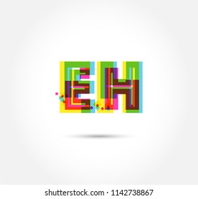 Multi colour letters E H Joint logo, icon vector template.
