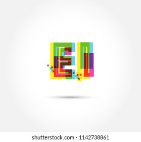 Multi colour letters E I Joint logo, icon vector template.

