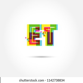 Multi colour letters E T Joint logo, icon vector template.
