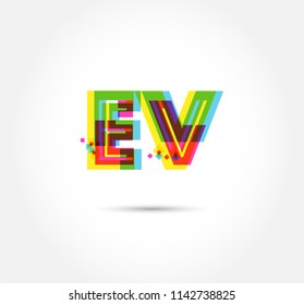 Multi colour letters E V Joint logo, icon vector template.
