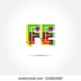 Multi colour letters F E Joint logo, icon vector template.