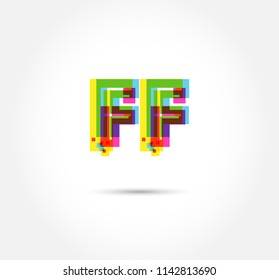 Multi colour letters F F Joint logo, icon vector template.