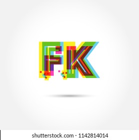 Multi colour letters F K Joint logo, icon vector template.