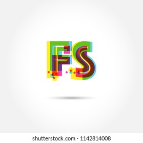 Multi colour letters F S Joint logo, icon vector template.