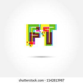 Multi colour letters F T Joint logo, icon vector template.