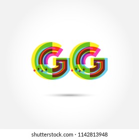 Multi colour letters G G Joint logo, icon vector template.
